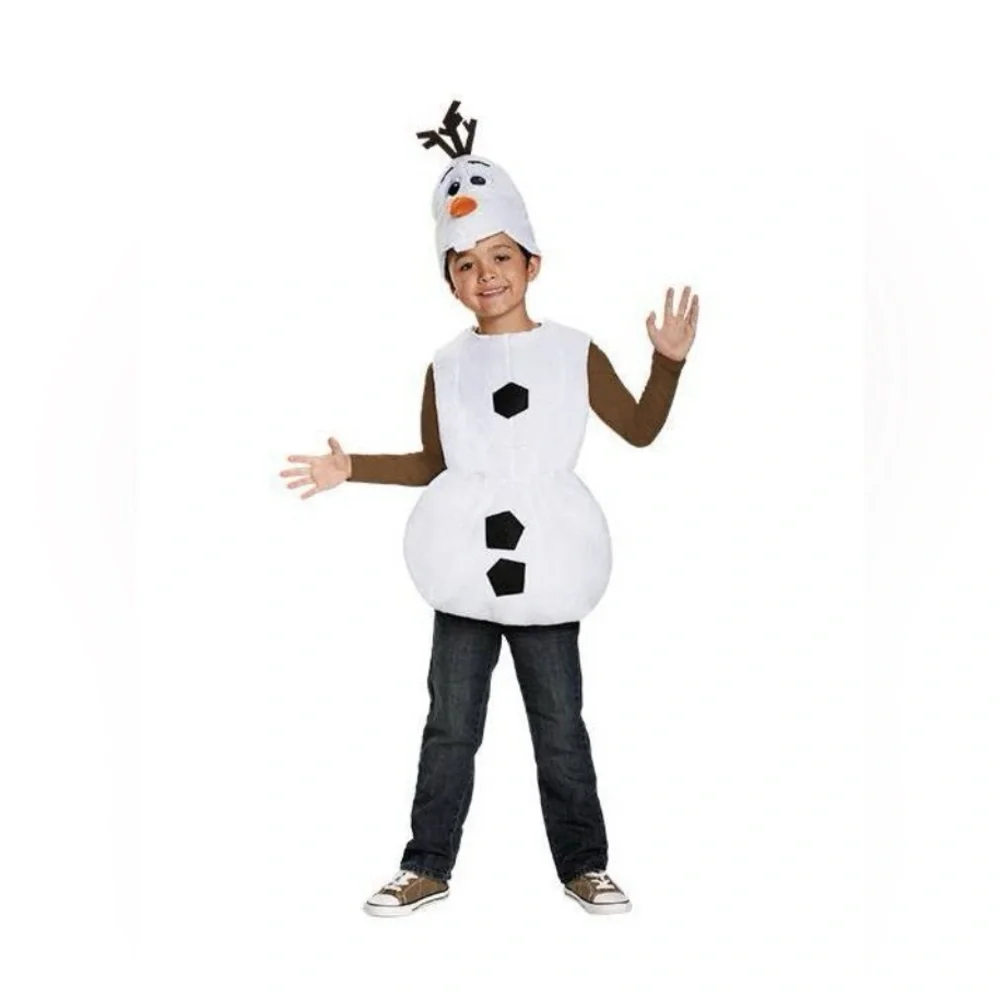 Disguise Olaf Snowman Costume White with Black and Brown Accents